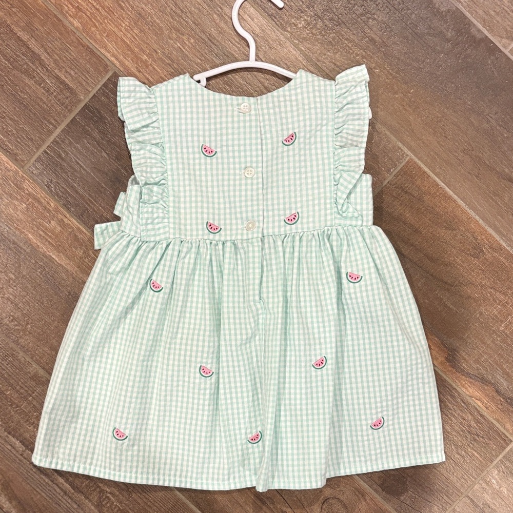 Starting Out Mint Gingham Dress with Watermelon Details - Picture 2 of 2
